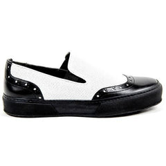 Multicolor 37.5 EUR - 7.5 US Robert Clergerie Paris Womens Slip On Sneaker TILO02 V LISSE NOIR V L PERFO BLANCO
