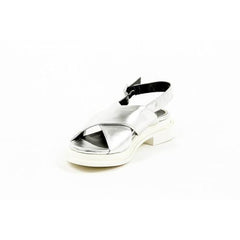 Silver 41 EUR - 11 US Robert Clergerie Paris Womens Cross Over Sandal CALIENTE AGNEAU ARGENT DBL NOIR BCL AGN