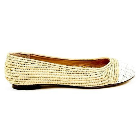 Multicolor 37.5 EUR - 7.5 US Robert Clergerie Paris Womens Ballerina GINO TRAME BLANC PAILLE NATURELLE D