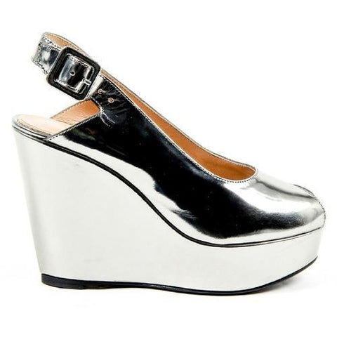 Silver 40 EUR - 10 US Robert Clergerie Paris Womens Slingback Wedge Sandal BUSTYMA NEWLAM GRIS DBL PDR