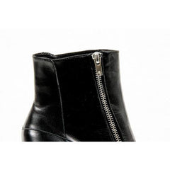 Black 37.5 EUR - 7.5 US Robert Clergerie Paris Womens Wedge Ankle Boot SENCIO VEAU LISSE NOIR DBL POUDRE