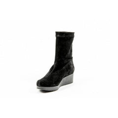 Black 37 EUR - 7 US Robert Clergerie Paris Womens Short Boot NERDALJ VELOURS STRETCH NOIR DBL NR