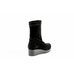 Black 37 EUR - 7 US Robert Clergerie Paris Womens Short Boot NERDALJ VELOURS STRETCH NOIR DBL NR
