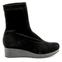 Black 37 EUR - 7 US Robert Clergerie Paris Womens Short Boot NERDALJ VELOURS STRETCH NOIR DBL NR