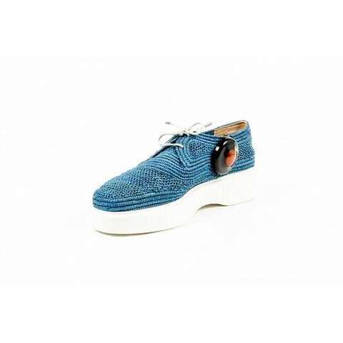 Blue 41.5 EUR - 11.5 US Robert Clergerie Paris Womens Sneaker POCO PAILLE BLEU DBL POUDRE