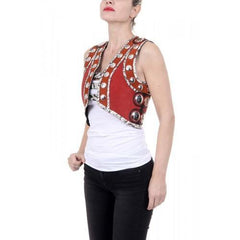 Red 40 EUR - 4 US Roberto Cavalli Womens Waistcoat CQP600 PC119 D5412