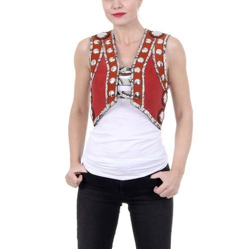 Red 40 EUR - 4 US Roberto Cavalli Womens Waistcoat CQP600 PC119 D5412