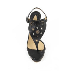 Black 41 EUR - 11 US Clements Riberio Womens Wedge Sandal SKIROS GLOVE NERO