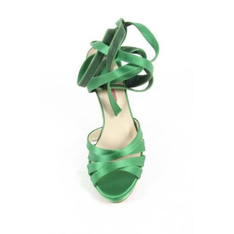 Green 36.5 EUR - 6.5 US Emanuel Ungaro Womens Sandal SS09 IG2 SATIN GREEN