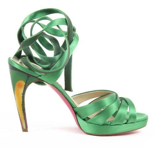 Green 36.5 EUR - 6.5 US Emanuel Ungaro Womens Sandal SS09 IG2 SATIN GREEN