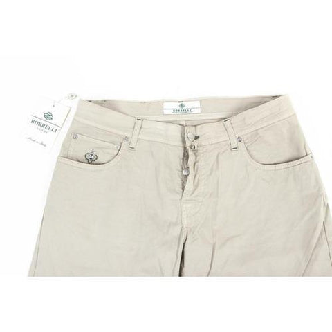 Beige 35 EUR - INT. L Luigi Borrelli Mens Trousers 340 PP 74