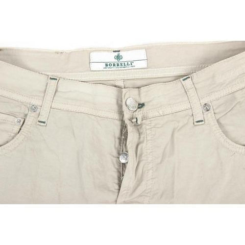 Beige 35 EUR - INT. L Luigi Borrelli Mens Trousers 340 PP 74