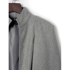 Gray High Neck Plain Woolen Cape