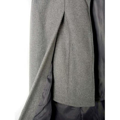 Gray High Neck Plain Woolen Cape