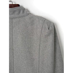 Gray High Neck Plain Woolen Cape