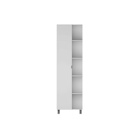 RTA Design Uran Collection - 5 Side Shelves - 1 Door -  High Bathroom Corner Cabinet