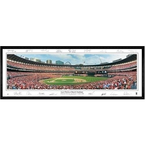 St. Louis Cardinals Last Pitch At Busch Stadium" - With Signatures - 13.5"x39" Standard Black Frame"