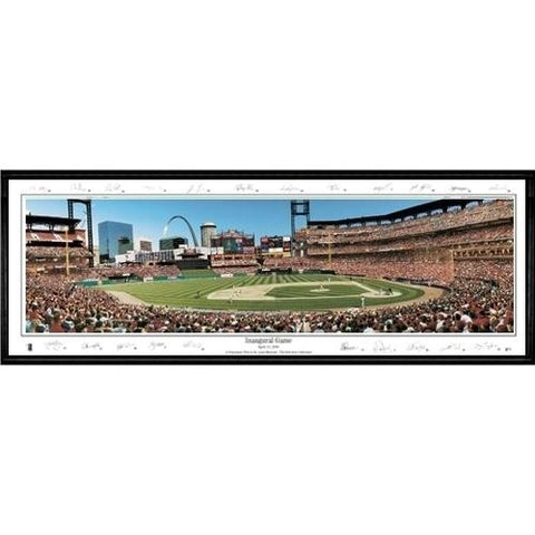 St. Louis Cardinals Inaugural Game" - With Signatures  - 13.5"x39" Standard Black Frame"