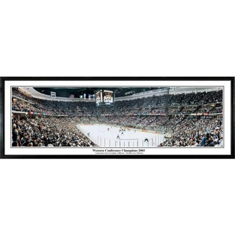 Anaheim Mighty Ducks Western Conference Champions 2003"  - 13.5"x39" Standard Black Frame"
