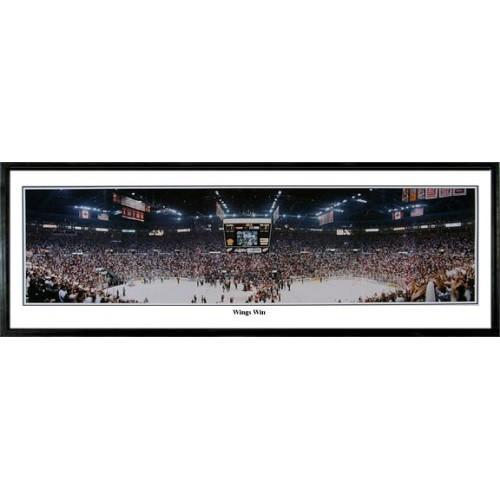 Detroit Red Wings Wings Win" - 13.5"x39" Standard Black Frame"