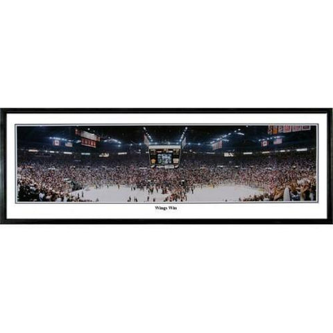 Detroit Red Wings Wings Win" - 13.5"x39" Standard Black Frame"
