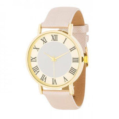 Gold Classic Watch With Champagne Leather Strap (pack of 1 ea)