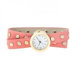 Pink Round Studded Wrap Watch (pack of 1 ea)