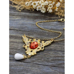 Golden Cut Out Crystal Stone Teardrop Necklace