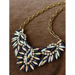 Colorful Rhinestone Chain Necklace