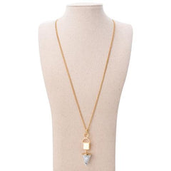 Golden Cone Stone Pendant Chain Necklace