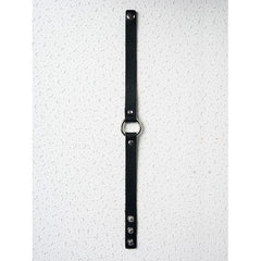 Black Leather Look Circle Detail Choker Necklace