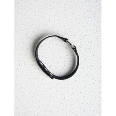 Black Leather Look Circle Detail Choker Necklace