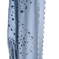 Light Blue Suedette Laser Cut Fringed Cape