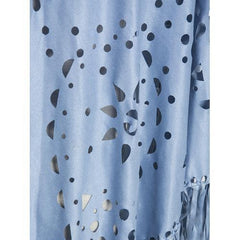 Light Blue Suedette Laser Cut Fringed Cape
