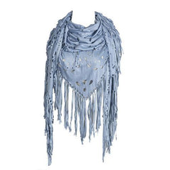 Light Blue Suedette Laser Cut Fringed Cape