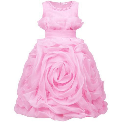 Wholesale Baby Girls 3D Rose Flower Layered Little Princess Pageant Dress