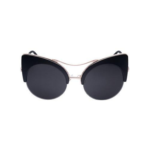 Black Double Bridge Cat Eye Sunglasses