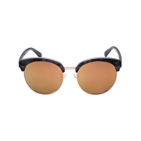 Black Cat Eye Mirror Lens Round Sunglasses